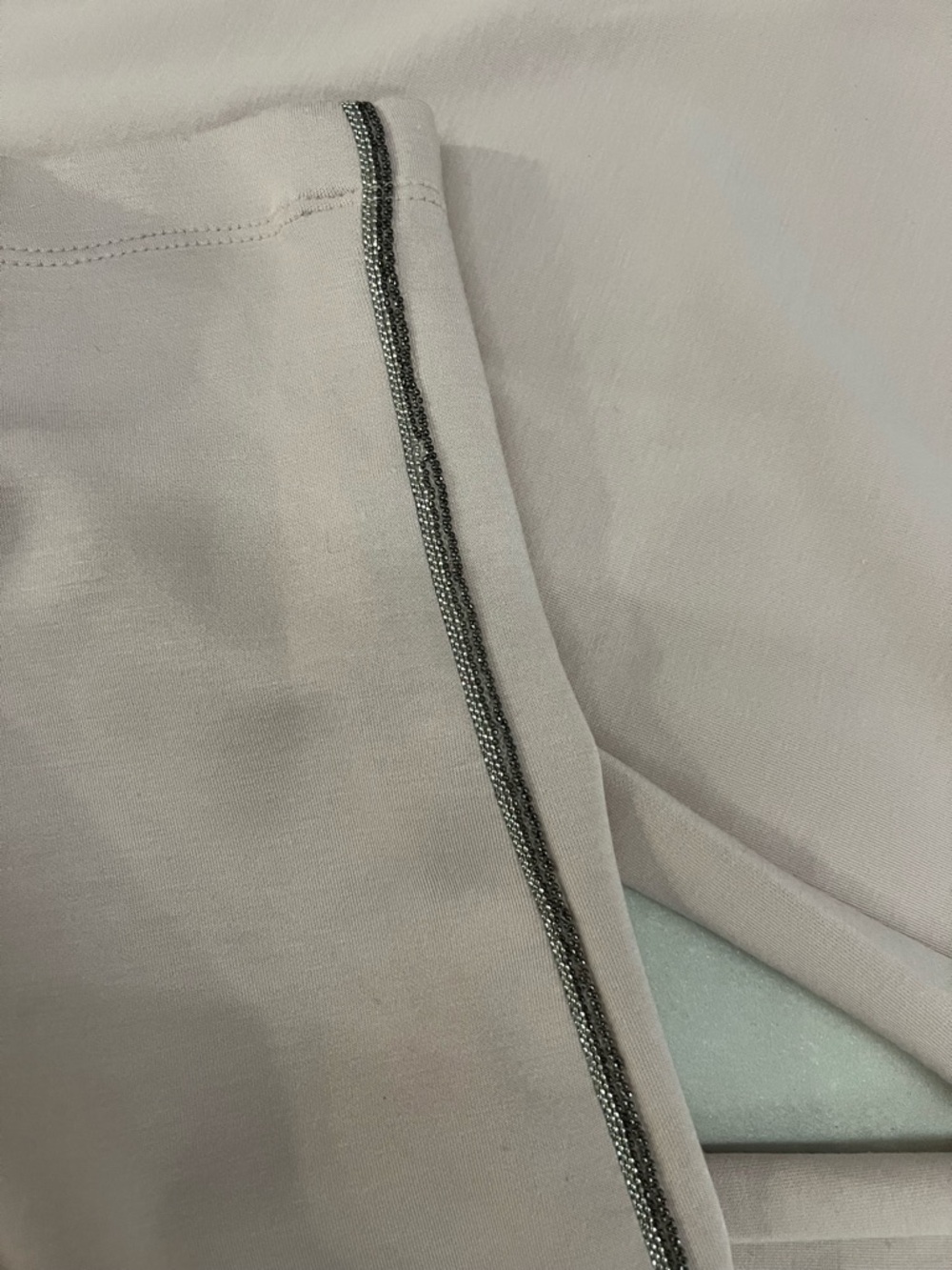 Light Blush soft cotton pant with Metallic Trim